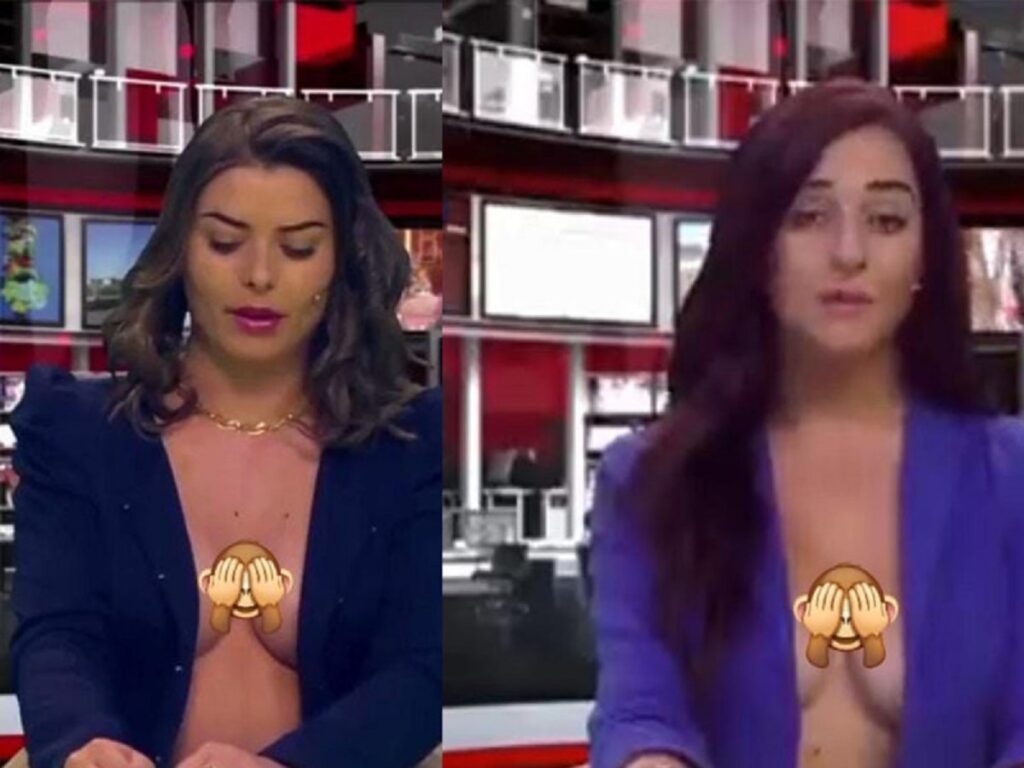 Conductoras dan noticias al aire con pechos desnudos