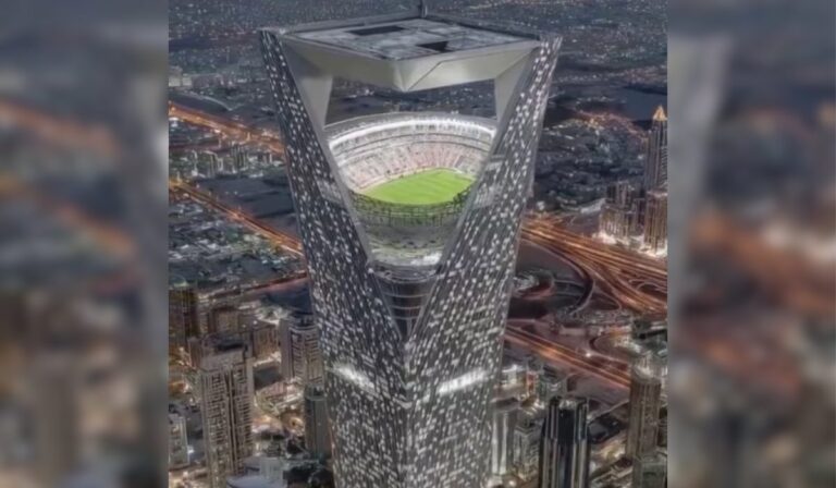 El estadio que tocará el cielo: Arabia Saudita construye el Neom Stadium, un coloso suspendido a 350 metros de altura