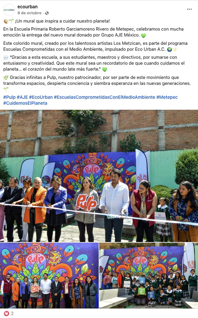 AJEMEX y Eco Urban en una escuela de Metepec, Edomex.