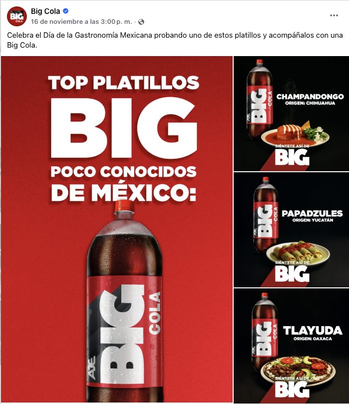 Big Cola se lleva bien con la gastronomía mexicana.