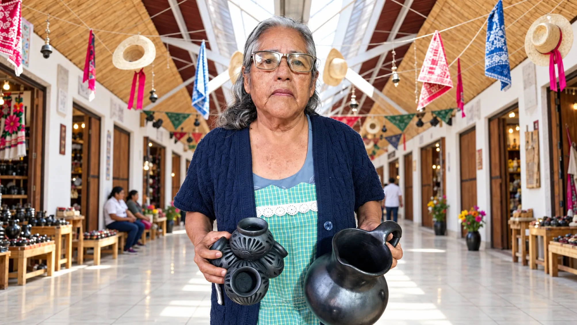 Personas artesanas de Oaxaca elaboran piezas de arte popular antes de recibir medallas de plata y estímulos económicos.